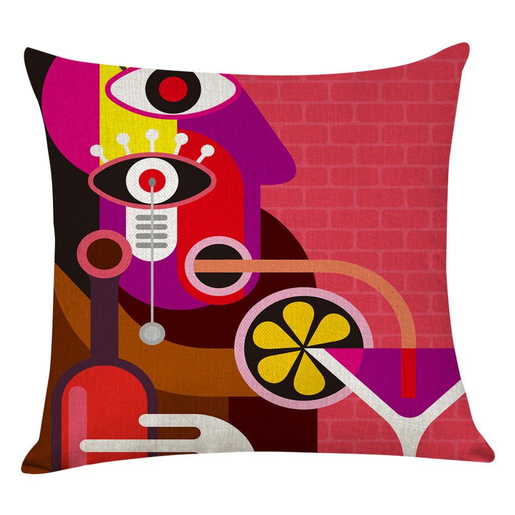 Abstract art cotton and linen pillowcase