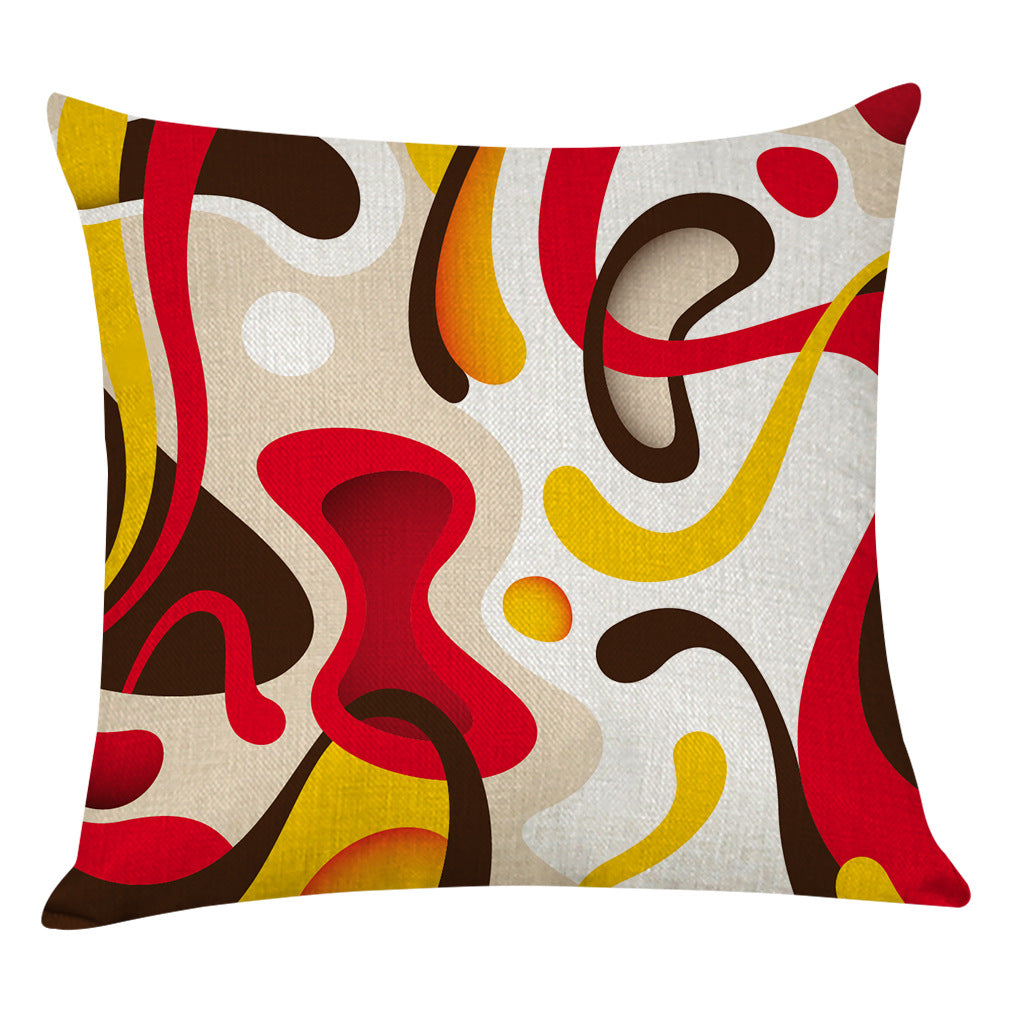 Abstract art cotton and linen pillowcase