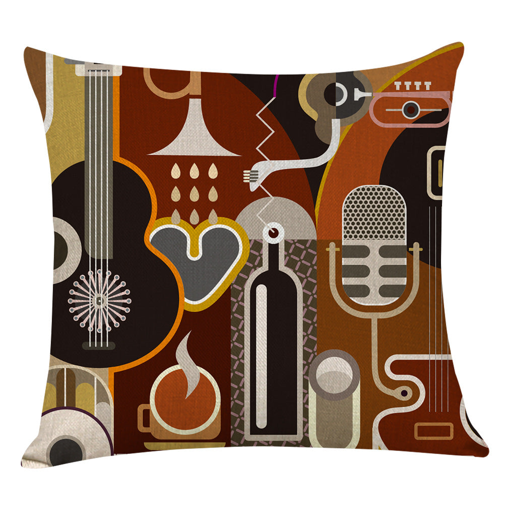 Abstract art cotton and linen pillowcase